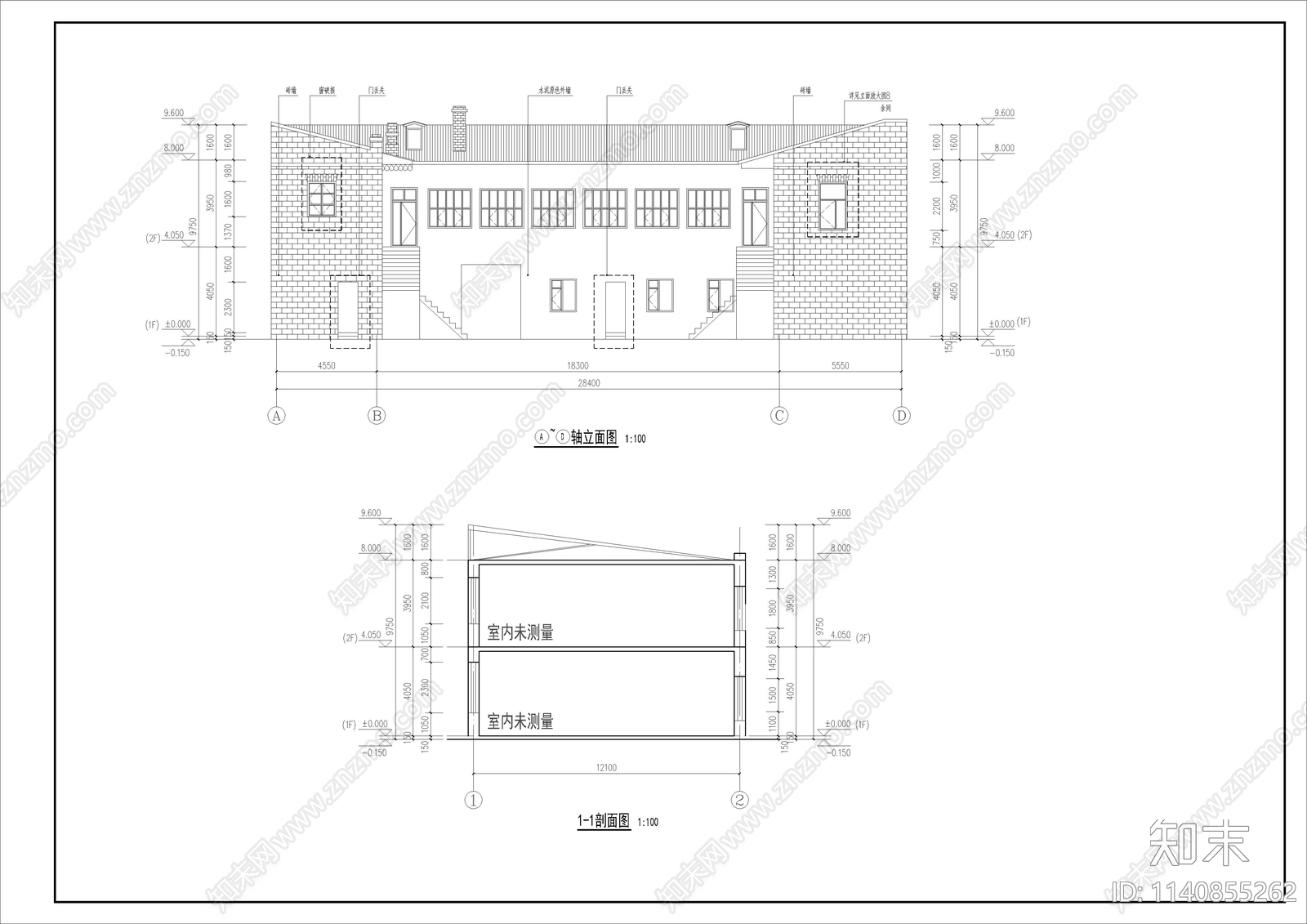 建筑外立面造型线脚详图施工图下载【ID:1140855262】