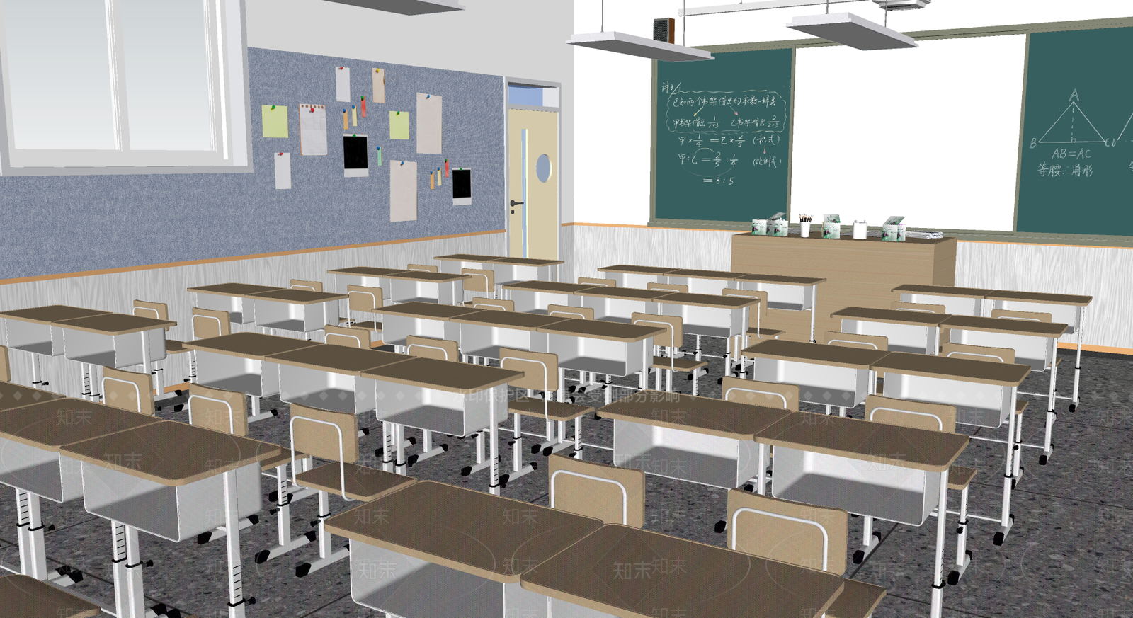 现代学校教室SU模型下载【ID:1140855566】