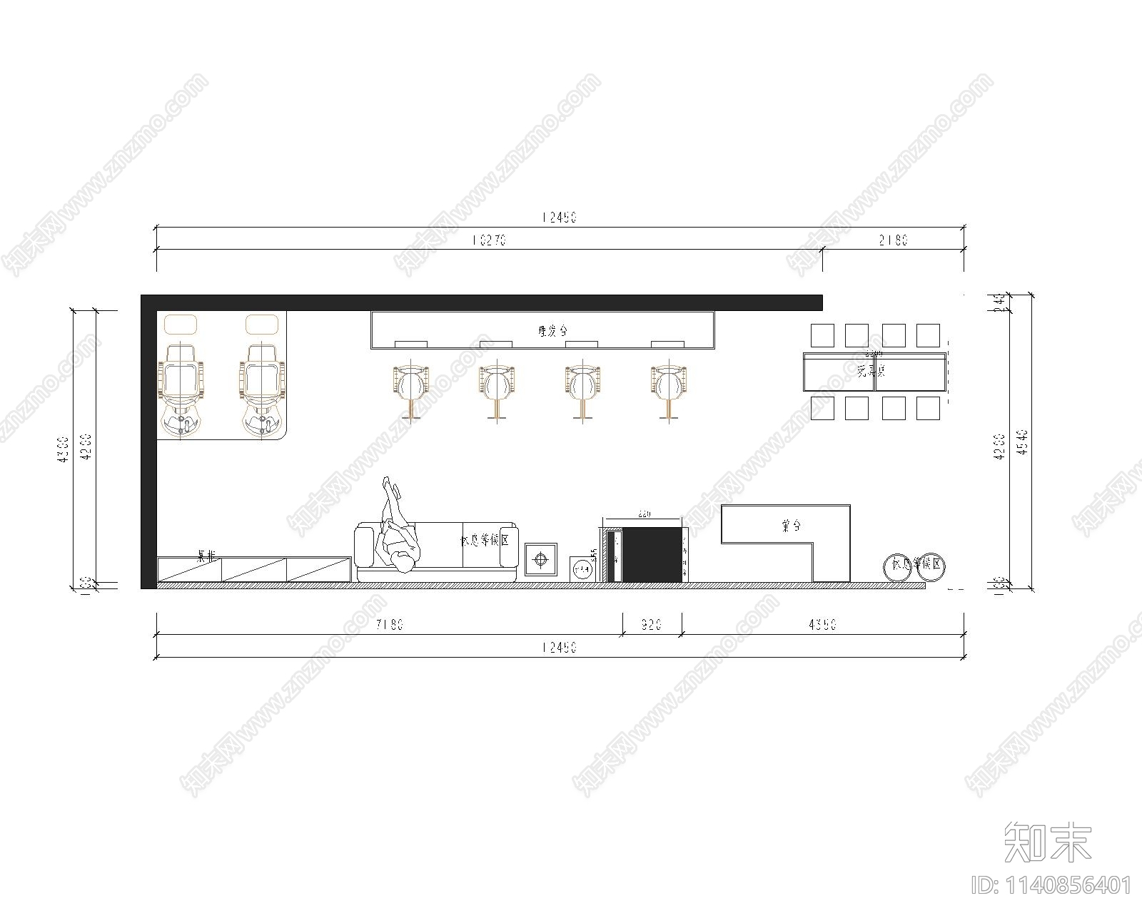 现代儿童美发店装修cad施工图下载【ID:1140856401】