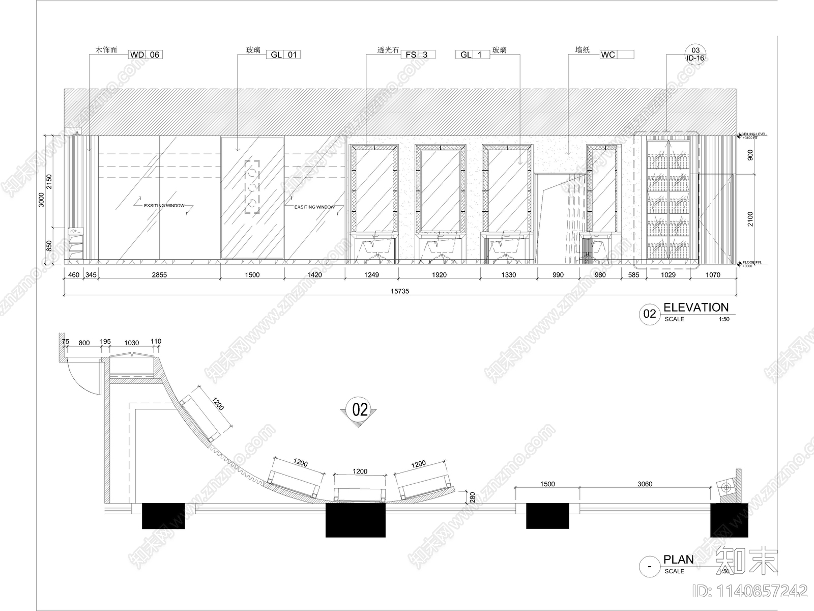 美容院美发店室内装修cad施工图下载【ID:1140857242】