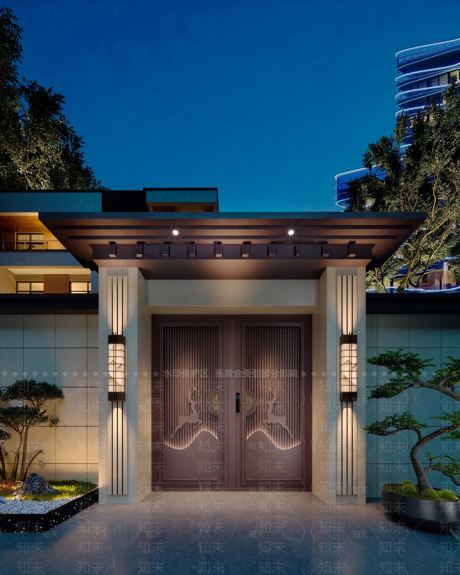 新中式庭院大门SU模型下载【ID:1140858811】