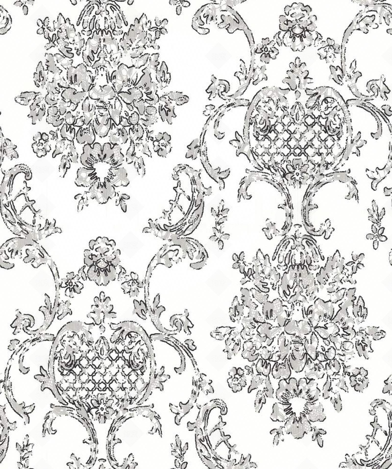 欧式黑白花纹墙布贴图下载【ID:1140858533】