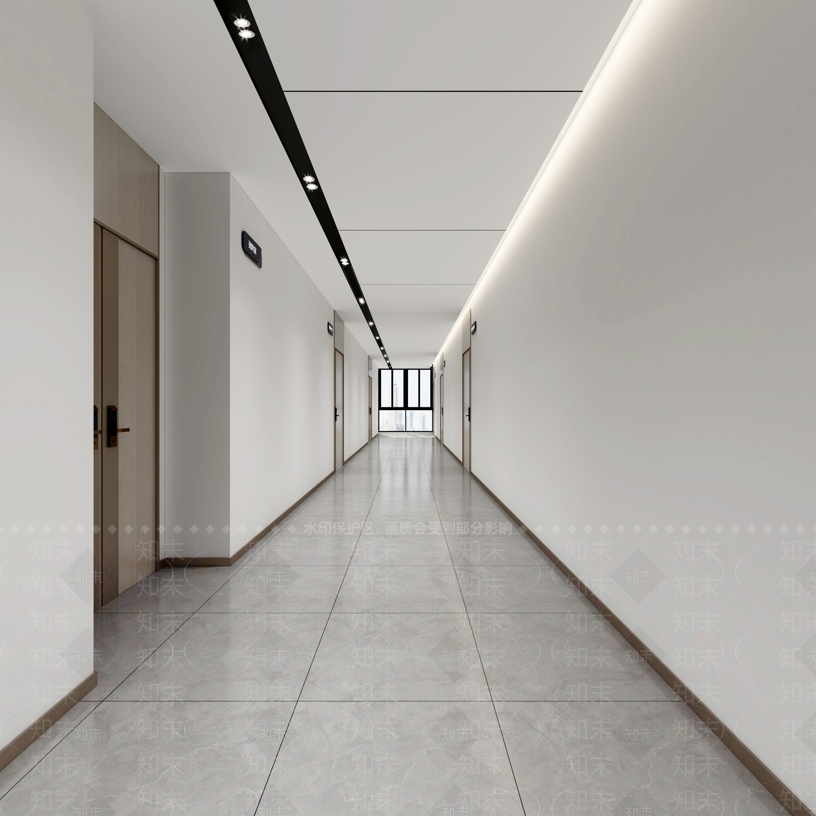 现代办公空间过道3D模型下载【ID:1140859456】