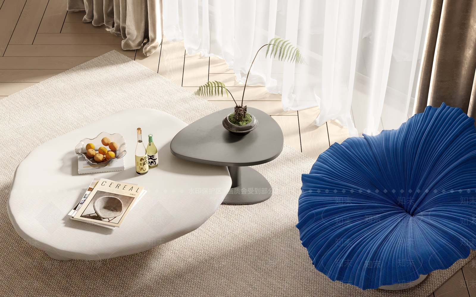 现代休闲椅茶几组合3D模型下载【ID:1140860240】