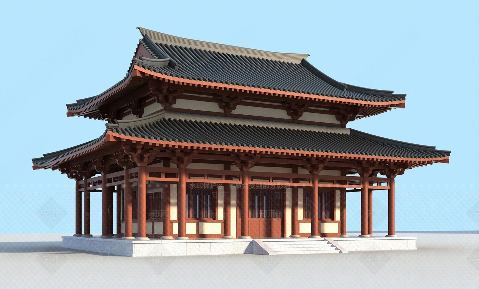 中式古建筑SU模型下载【ID:1140861000】_知末su模型网