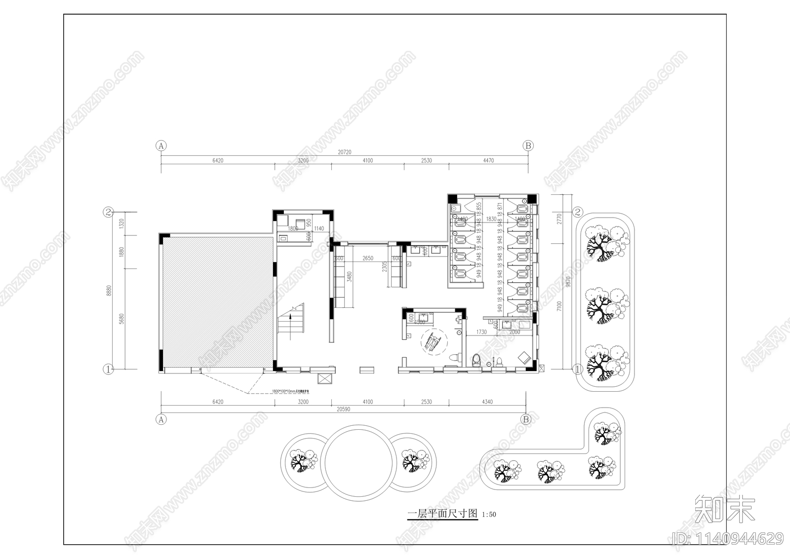 空港新城十七个公厕公共卫生间室内装修cad施工图下载【ID:1140944629】