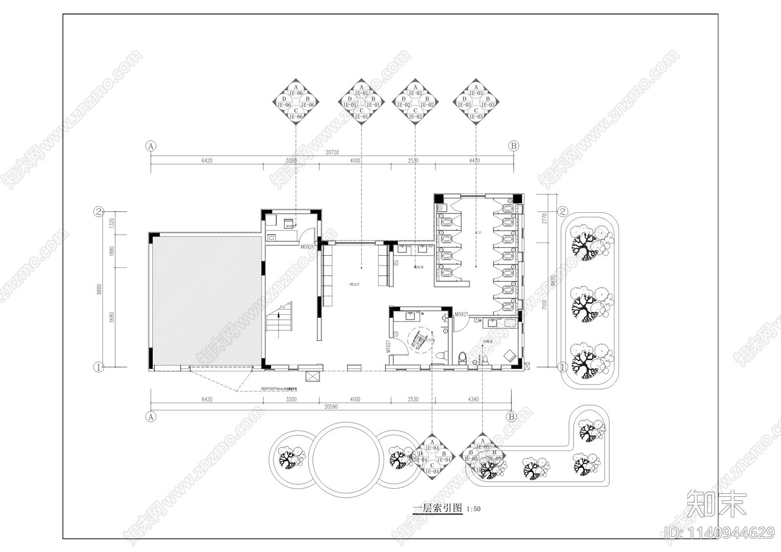 空港新城十七个公厕公共卫生间室内装修cad施工图下载【ID:1140944629】