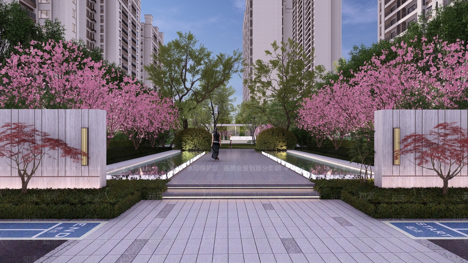 现代小区景观SU模型下载【ID:1140863474】