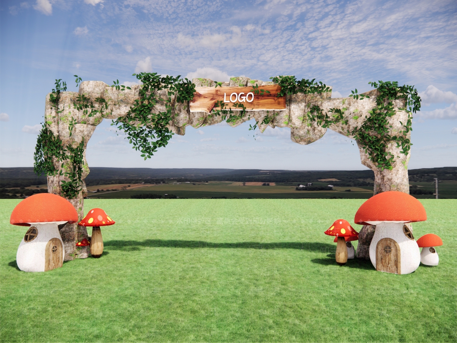 现代儿童乐园入口大门SU模型下载【ID:1140866152】