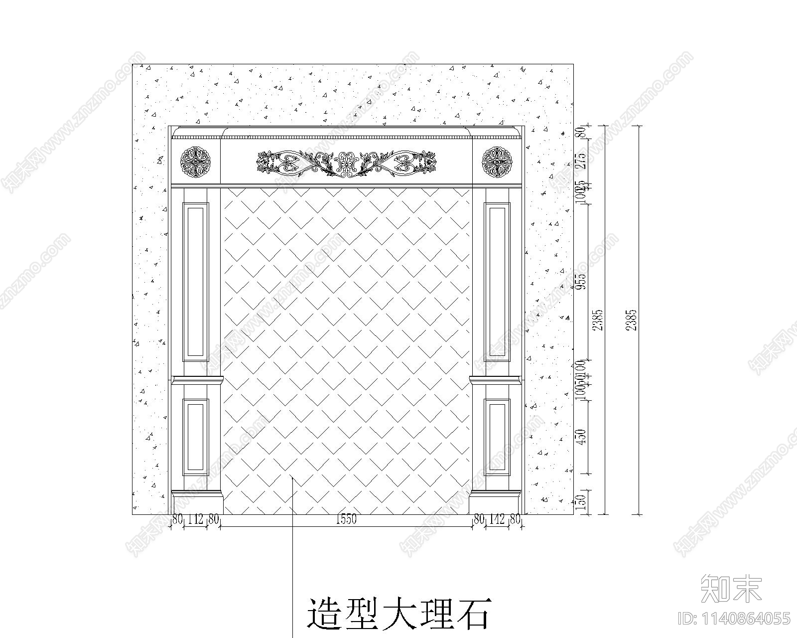 门厅背景墙cad施工图下载【ID:1140864055】