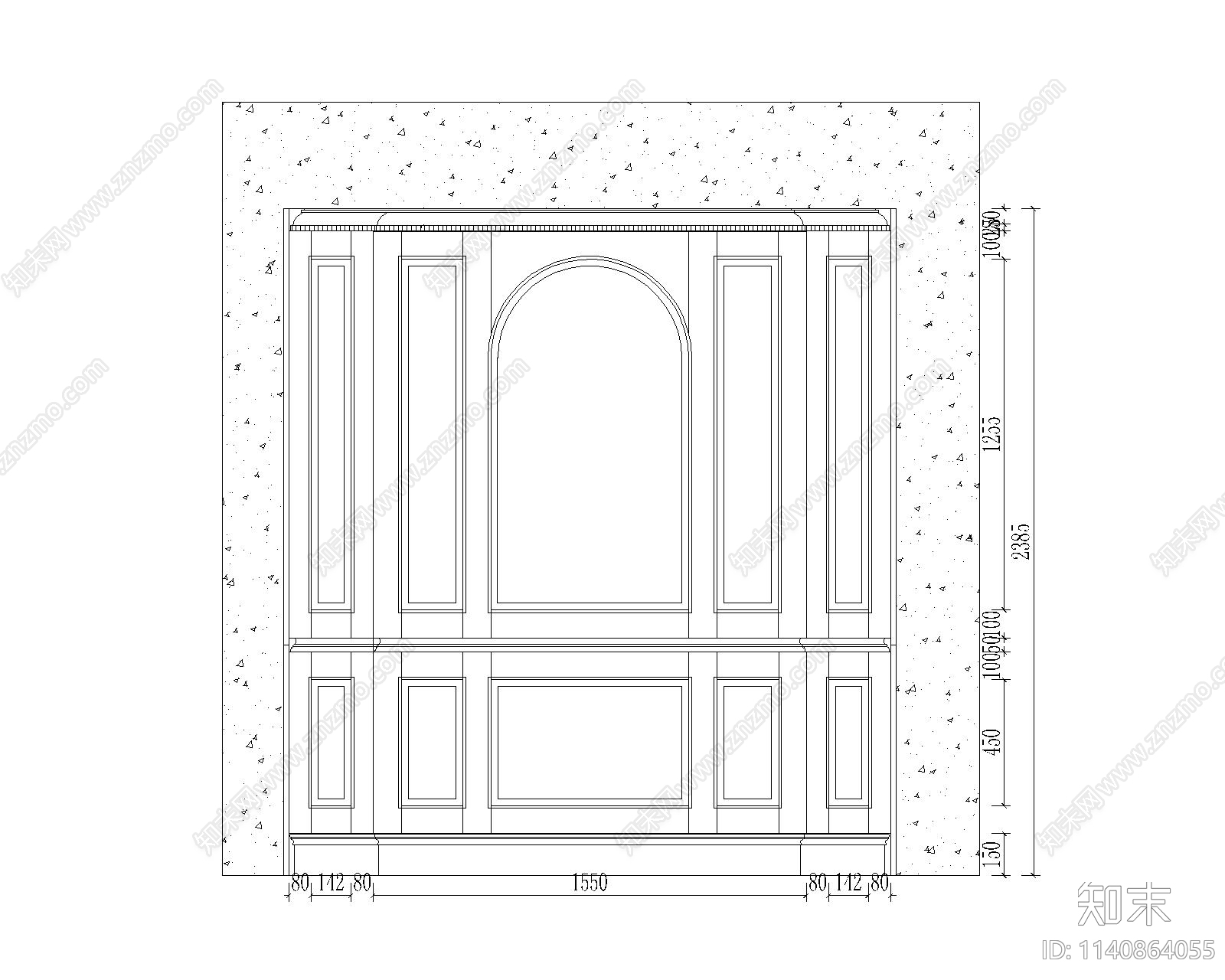 门厅背景墙cad施工图下载【ID:1140864055】