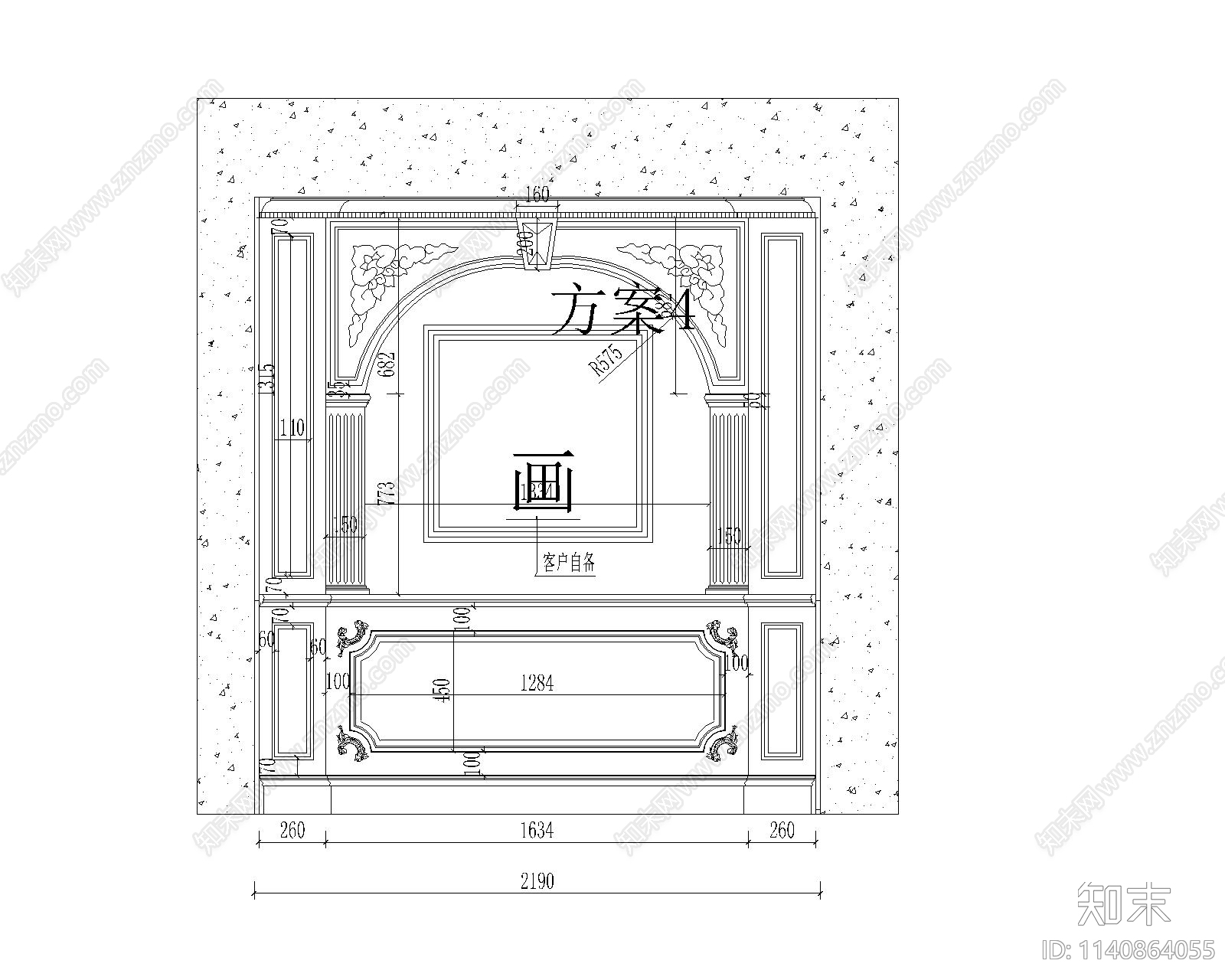 门厅背景墙cad施工图下载【ID:1140864055】