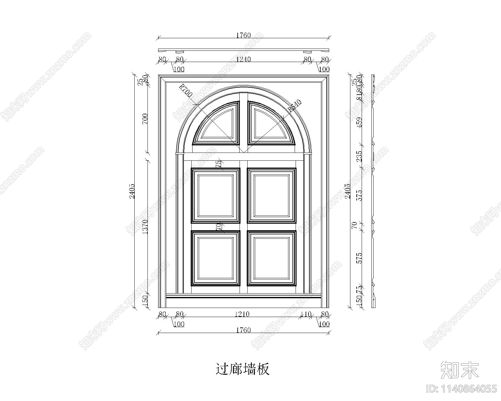 门厅背景墙cad施工图下载【ID:1140864055】