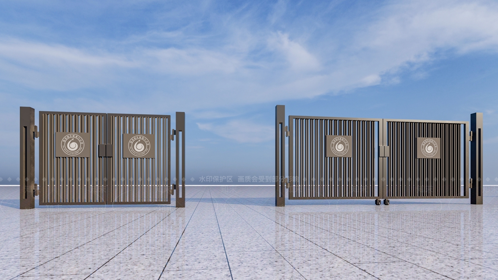 现代学校铁艺入口大门SU模型下载【ID:1140867091】