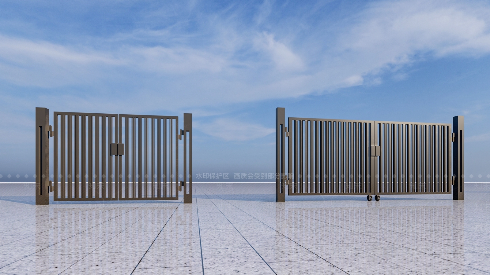 现代铁艺大门SU模型下载【ID:1140867302】