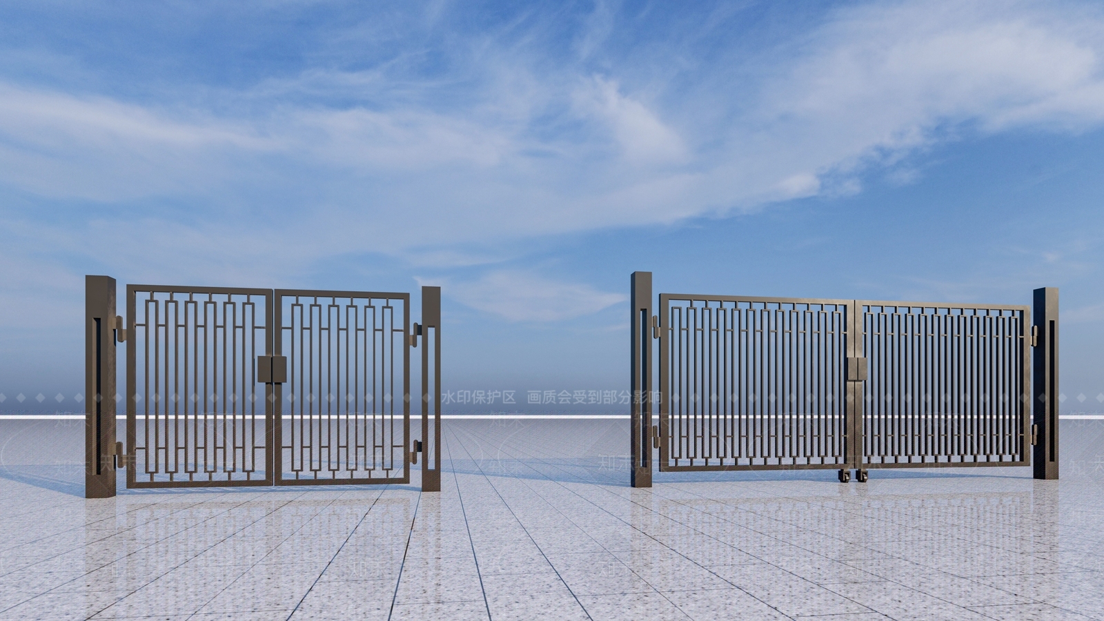 现代铁艺大门SU模型下载【ID:1140867481】