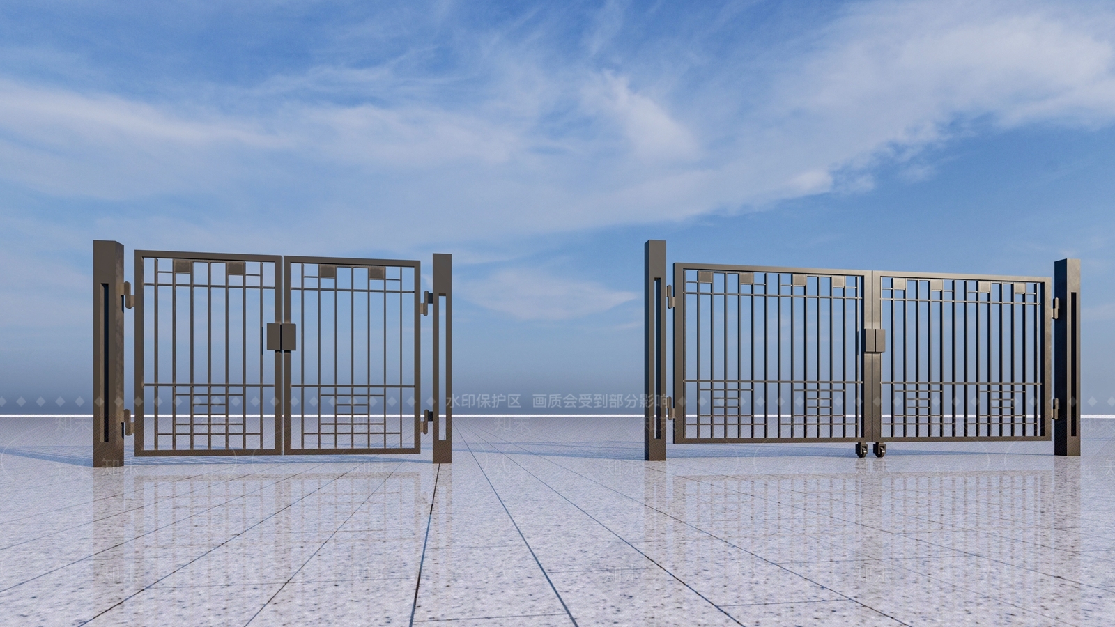 现代铁艺大门SU模型下载【ID:1140867629】