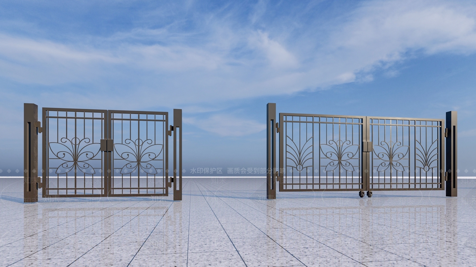 现代铁艺大门SU模型下载【ID:1140867776】