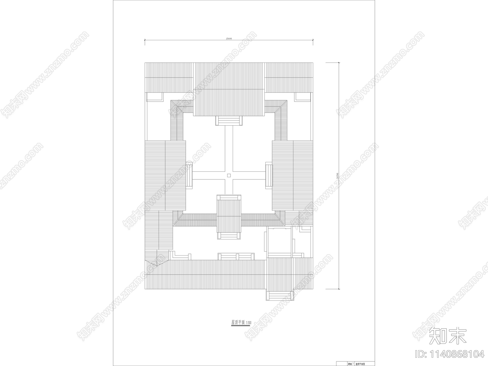 二层北京传统四合院建筑施工图下载【ID:1140868104】