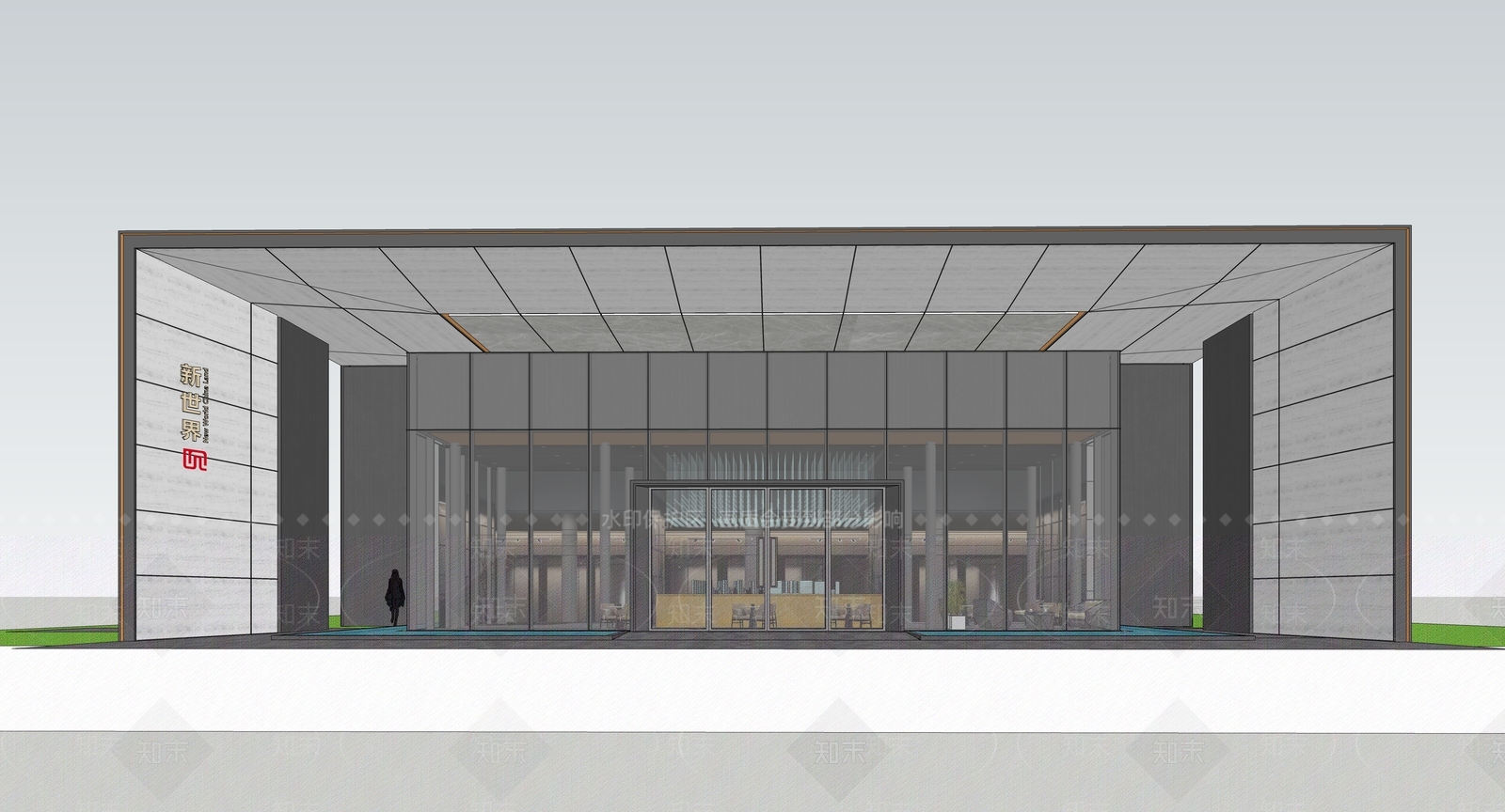 现代售楼处建筑SU模型下载【ID:1140871525】