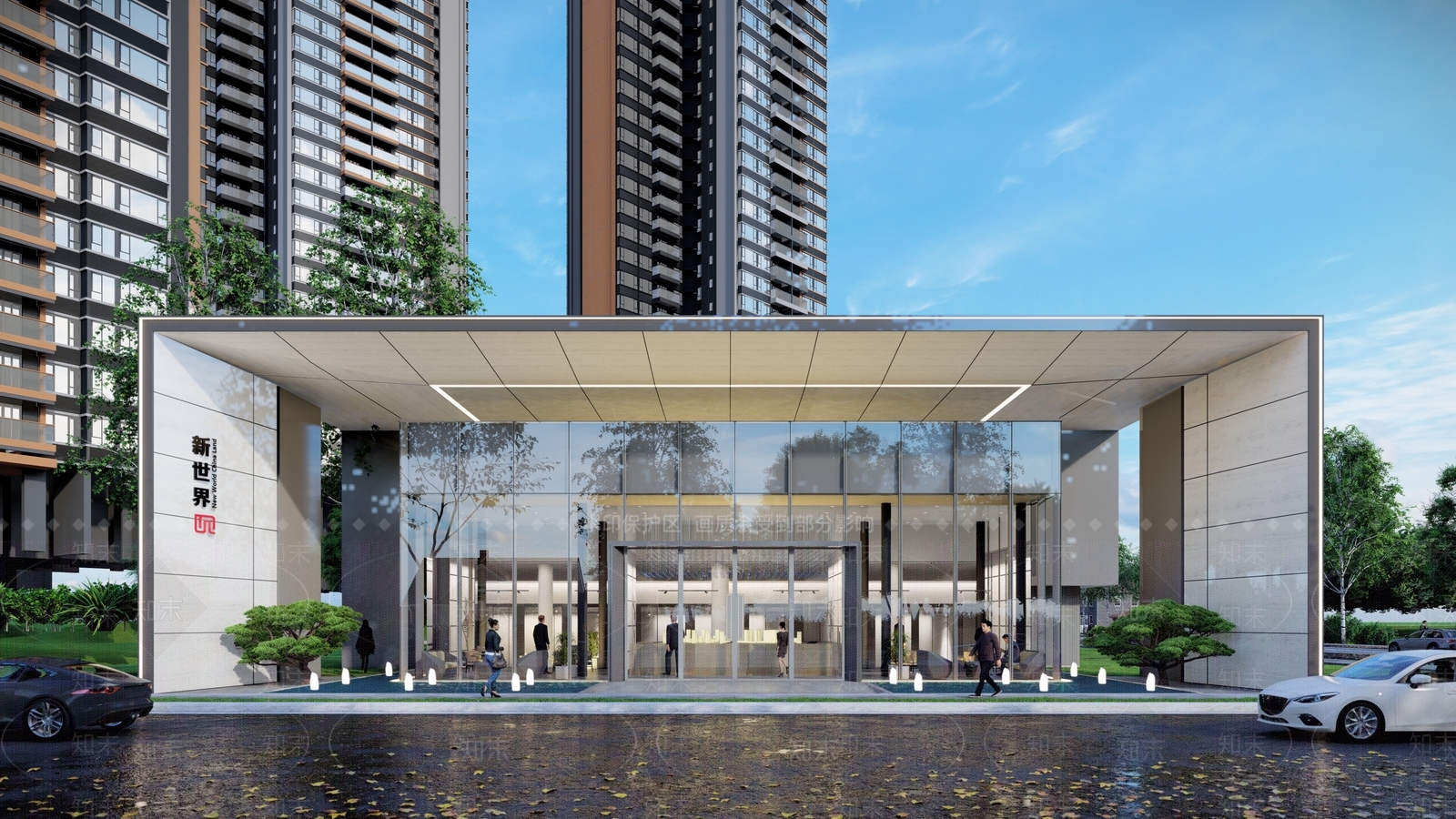 现代售楼处建筑SU模型下载【ID:1140871525】