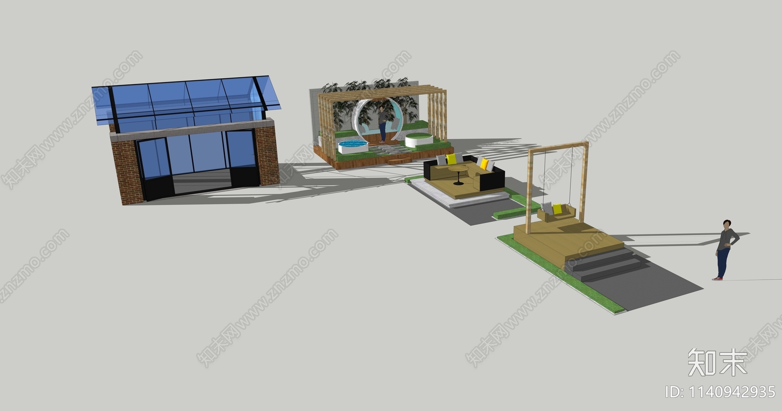 现代庭院构筑物SU模型下载【ID:1140942935】