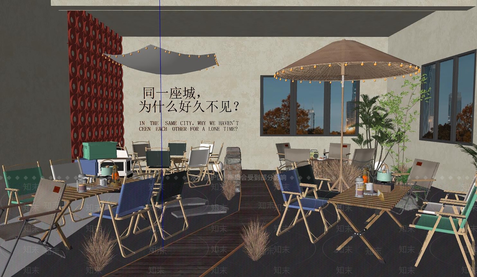 工业风露营烧烤店SU模型下载【ID:1140876294】