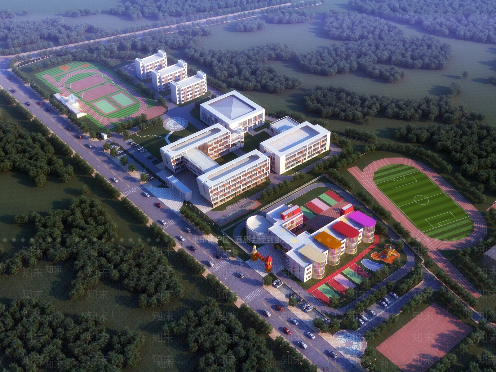 现代学校规划3D模型下载【ID:1140876803】