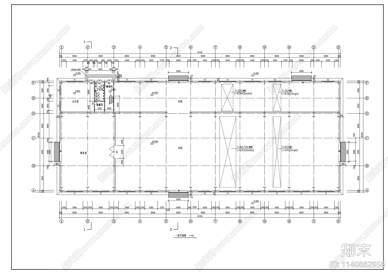 某重级吊车炼钢厂房钢结构cad施工图下载【ID:1140882956】