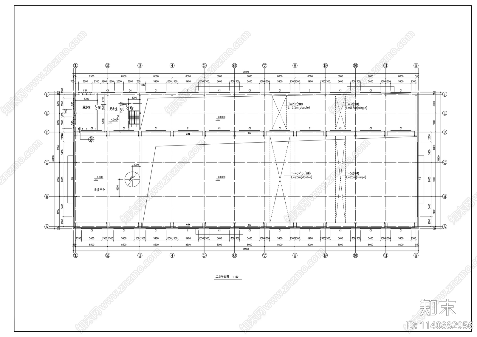 某重级吊车炼钢厂房钢结构cad施工图下载【ID:1140882956】