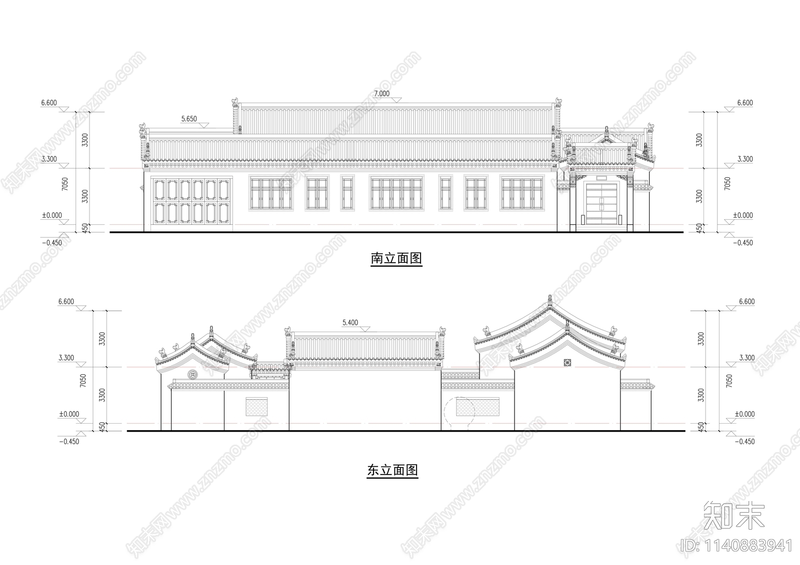 中式四合院建筑施工图下载【ID:1140883941】