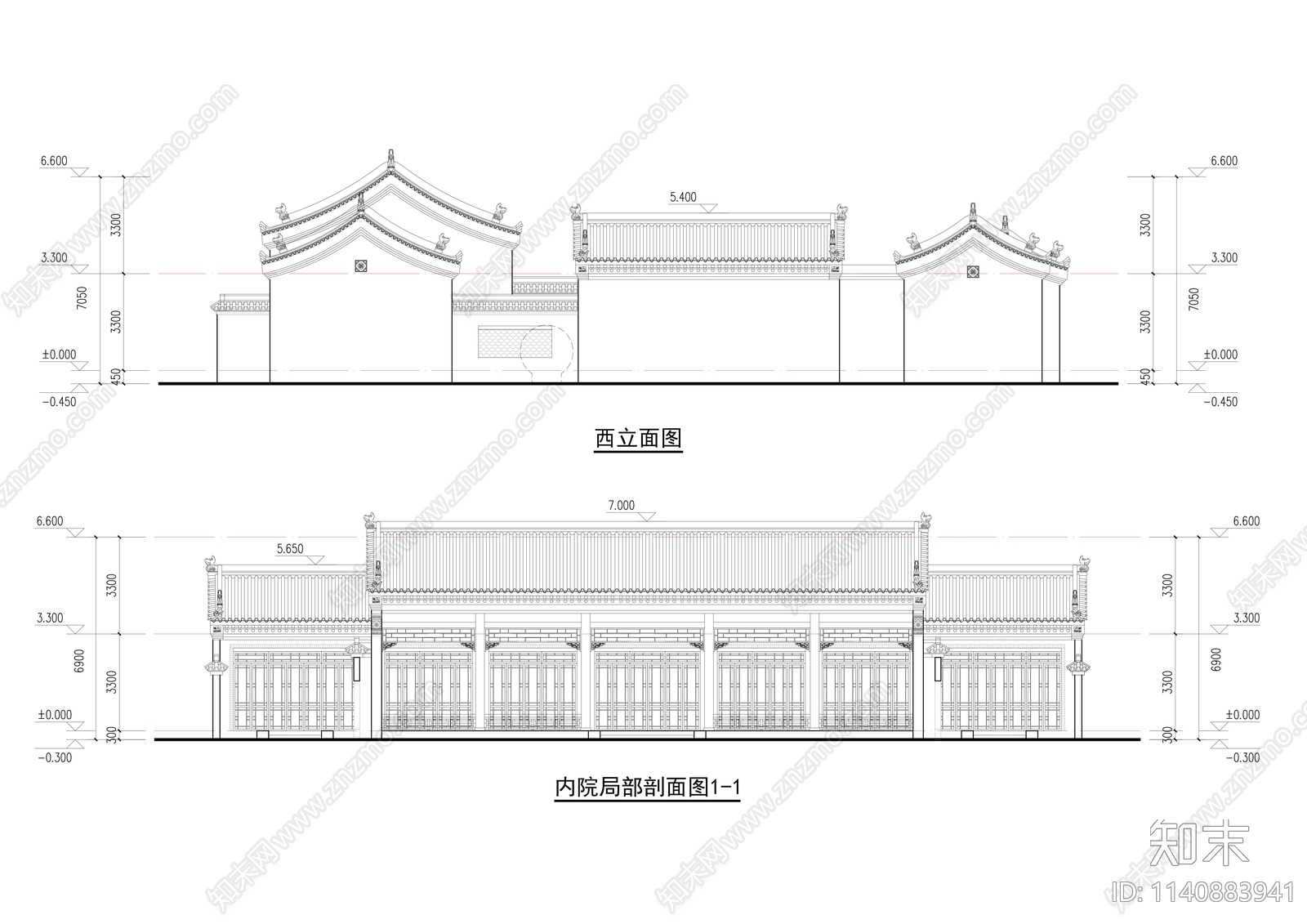 中式四合院建筑施工图下载【ID:1140883941】