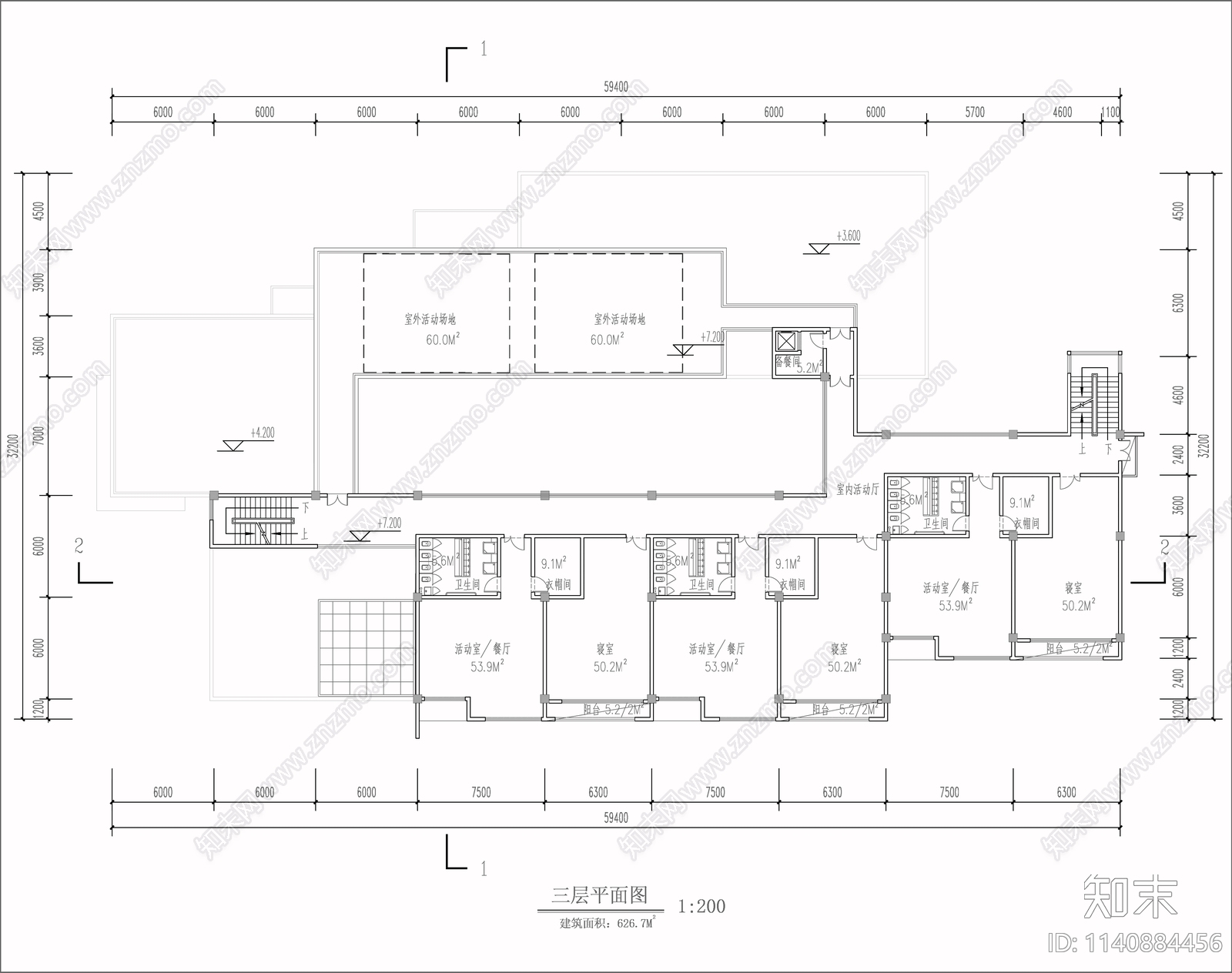 幼儿园建筑cad施工图下载【ID:1140884456】