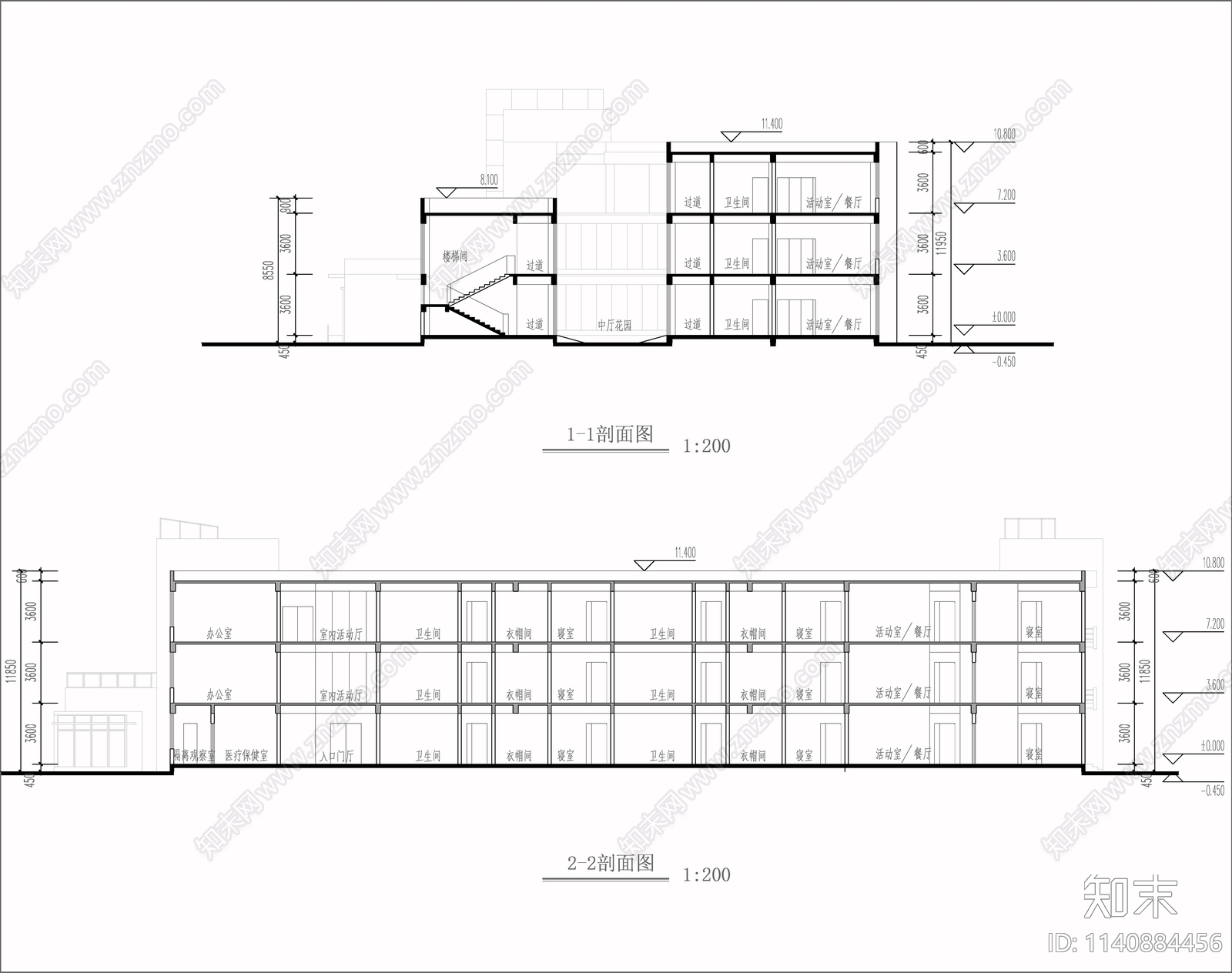 幼儿园建筑cad施工图下载【ID:1140884456】