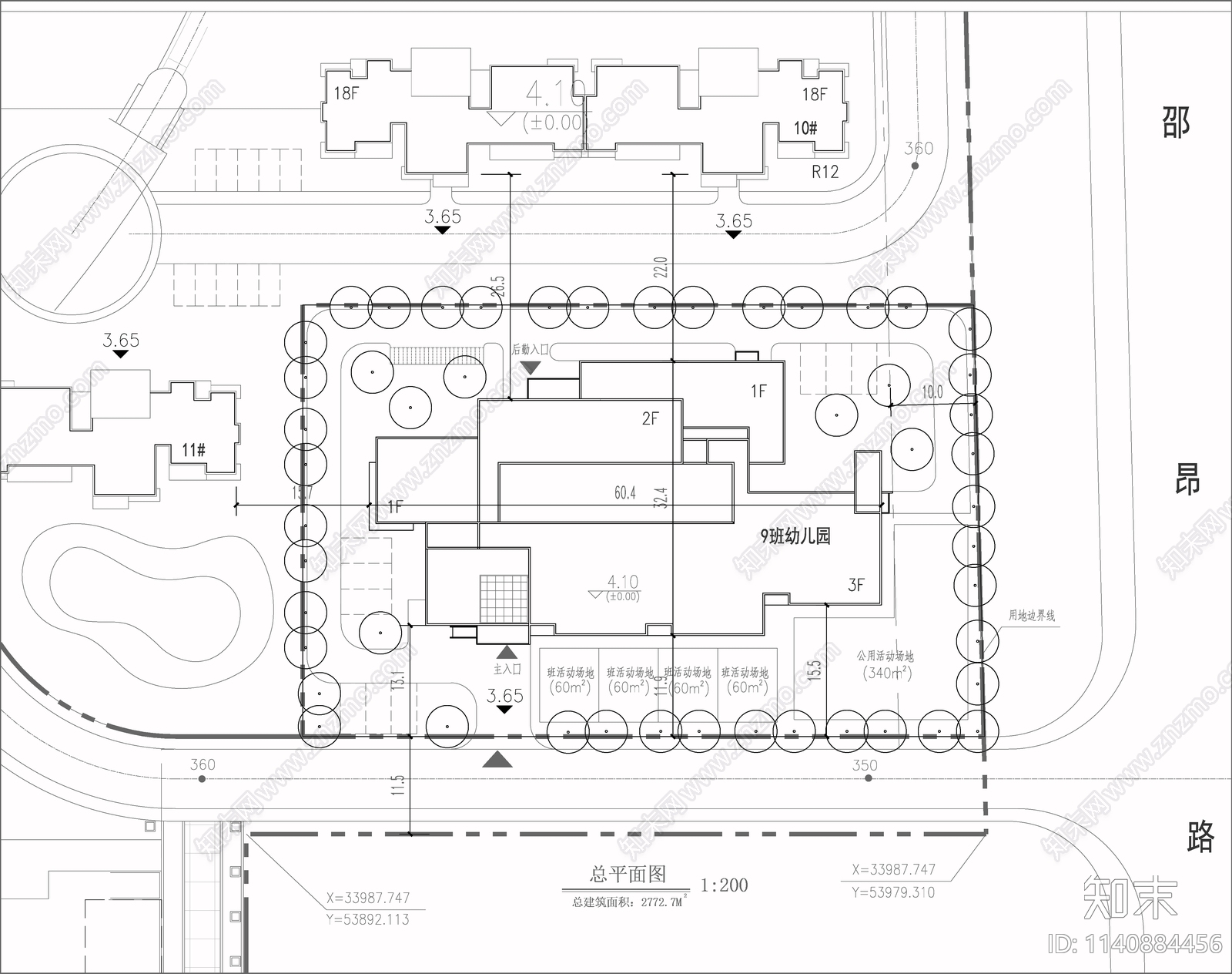 幼儿园建筑cad施工图下载【ID:1140884456】