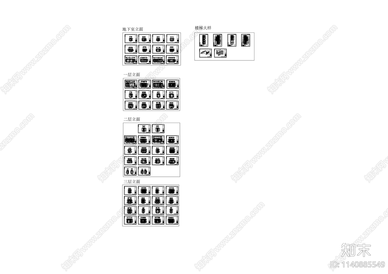 欧式风别墅室内装修cad施工图下载【ID:1140885549】