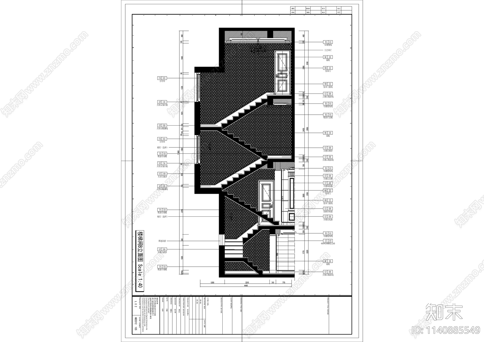 欧式风别墅室内装修cad施工图下载【ID:1140885549】