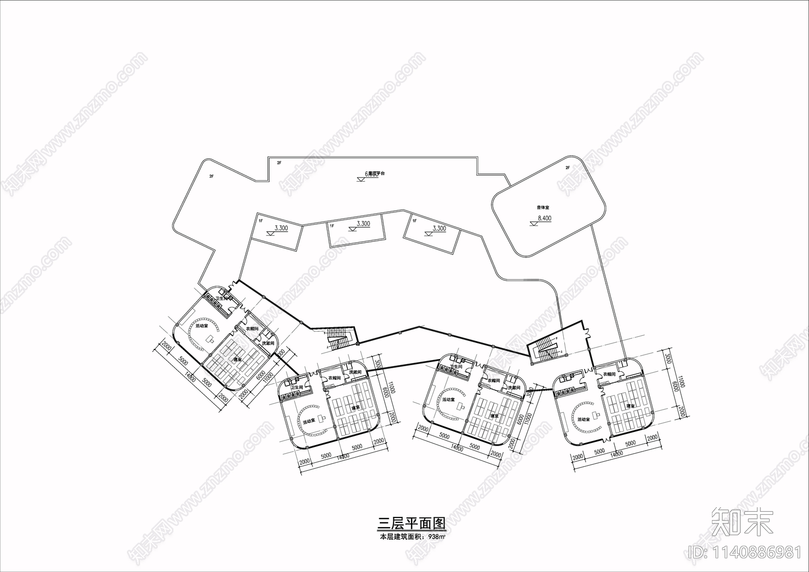 幼儿园建筑cad施工图下载【ID:1140886981】