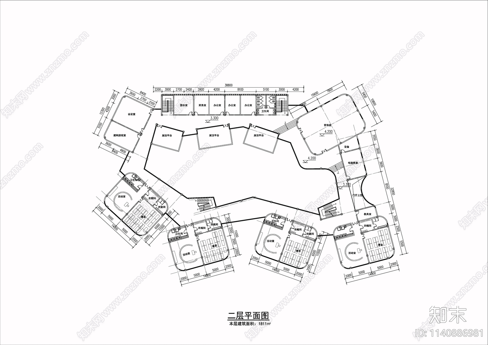 幼儿园建筑cad施工图下载【ID:1140886981】