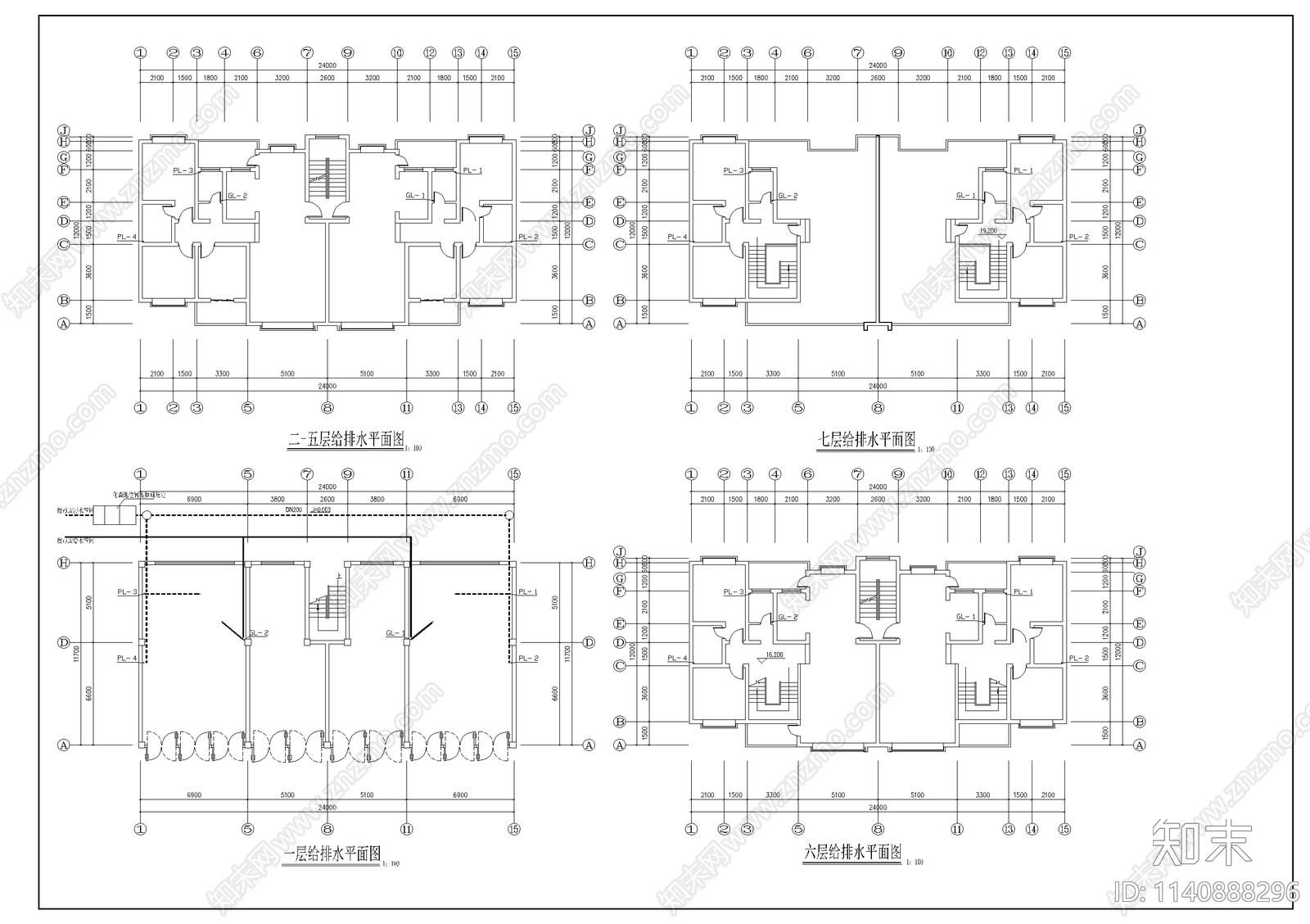 7层住宅水电cad施工图下载【ID:1140888296】