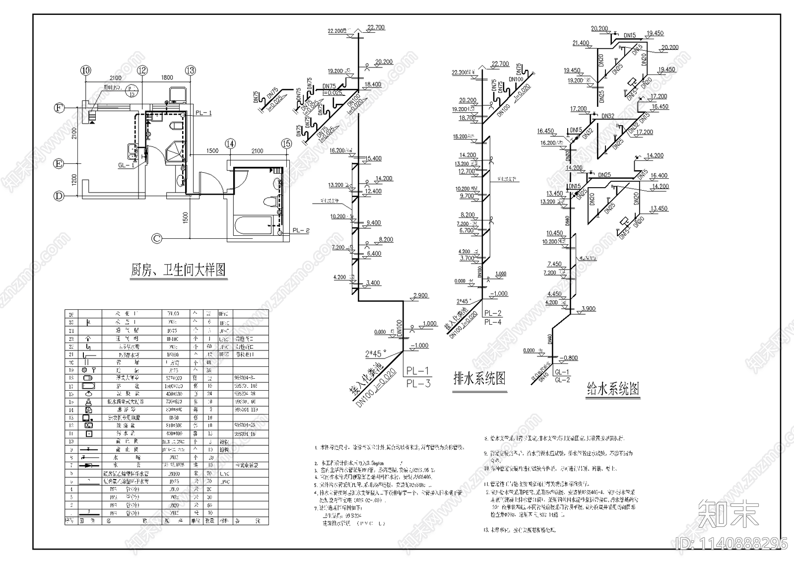 7层住宅水电cad施工图下载【ID:1140888296】