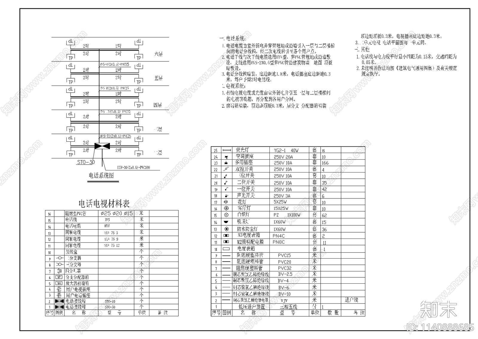 7层住宅双户型水电cad施工图下载【ID:1140888685】