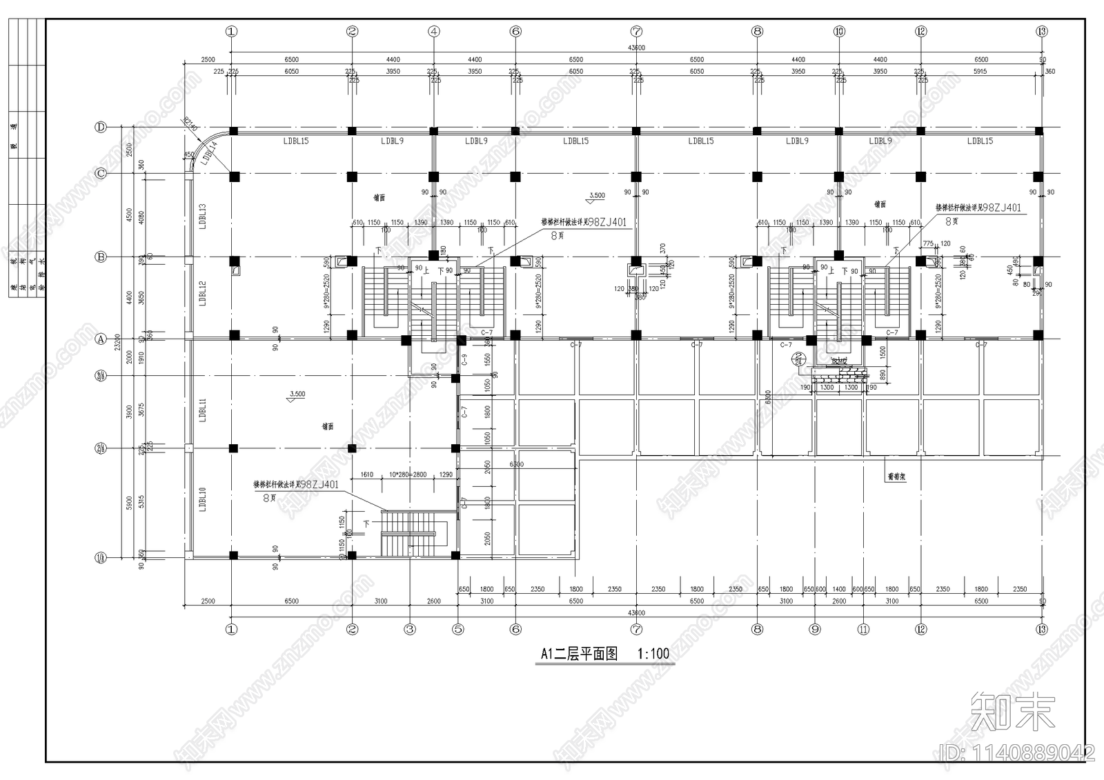 7层住宅区建筑cad施工图下载【ID:1140889042】