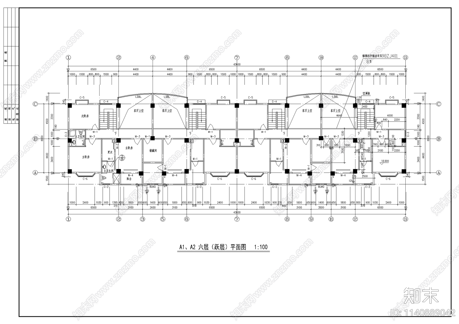 7层住宅区建筑cad施工图下载【ID:1140889042】