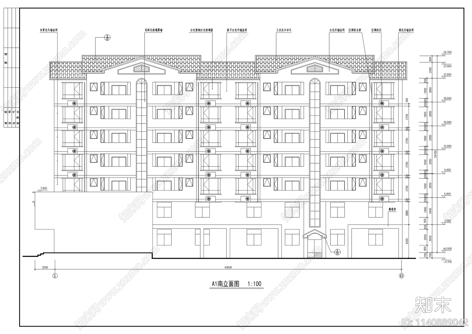 7层住宅区建筑cad施工图下载【ID:1140889042】