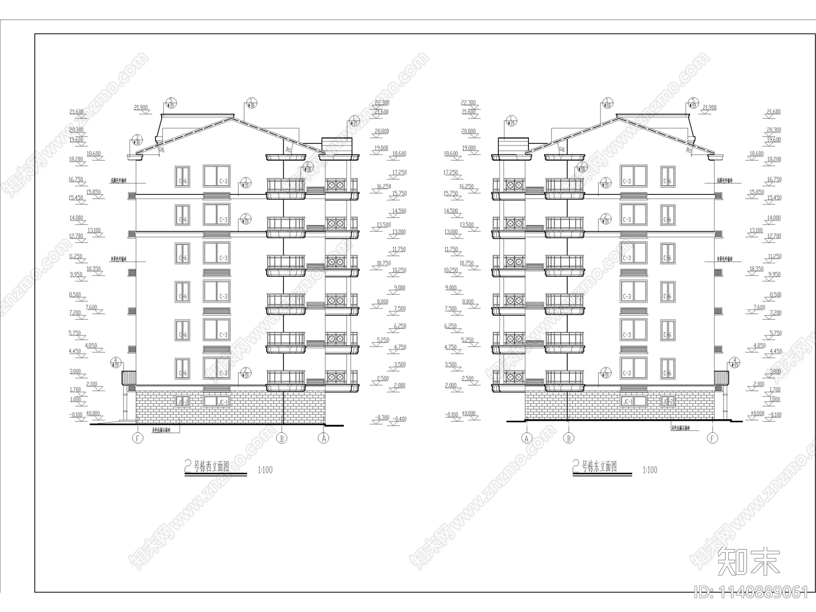 高层住宅建筑cad施工图下载【ID:1140889061】