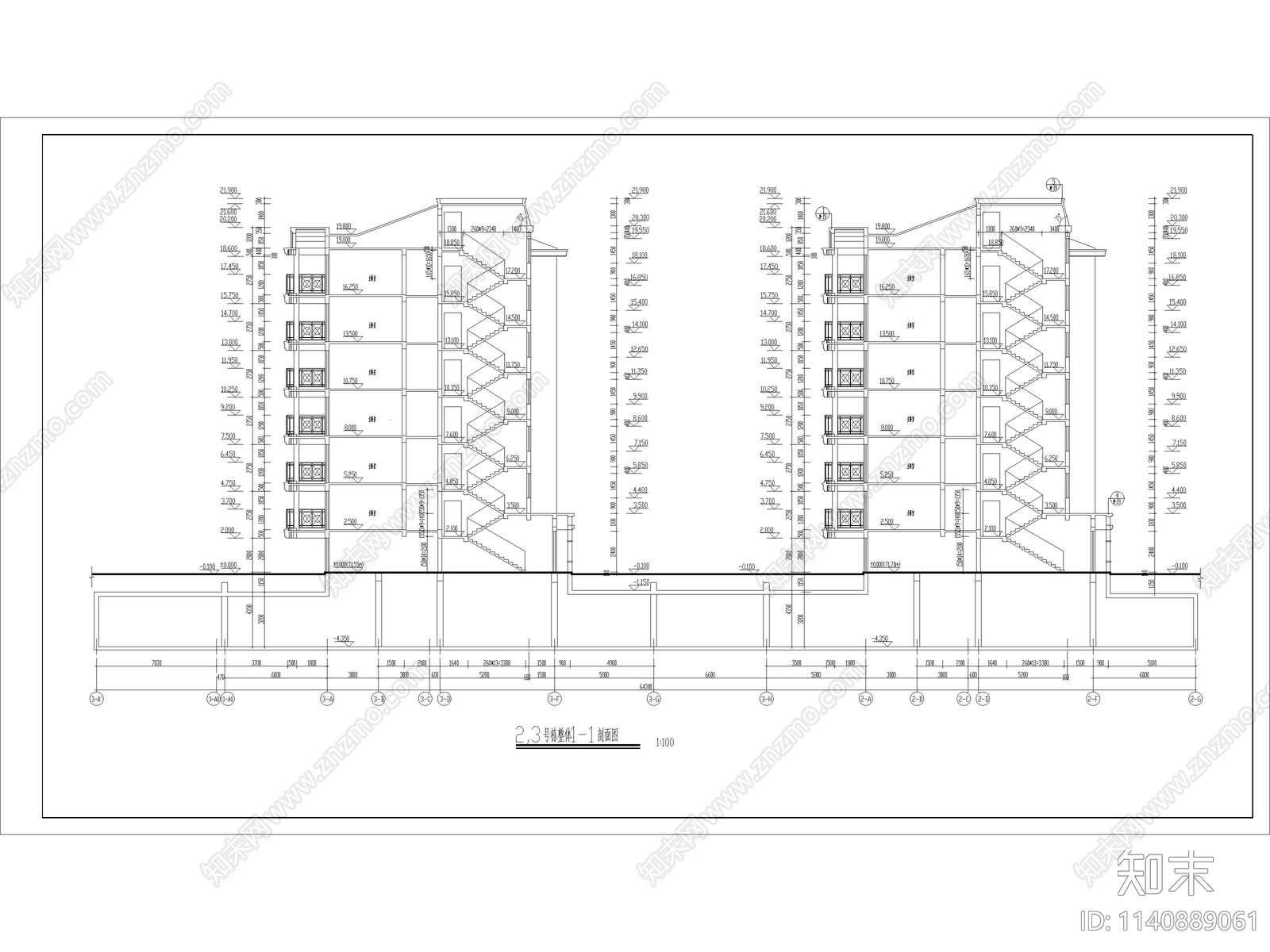 高层住宅建筑cad施工图下载【ID:1140889061】