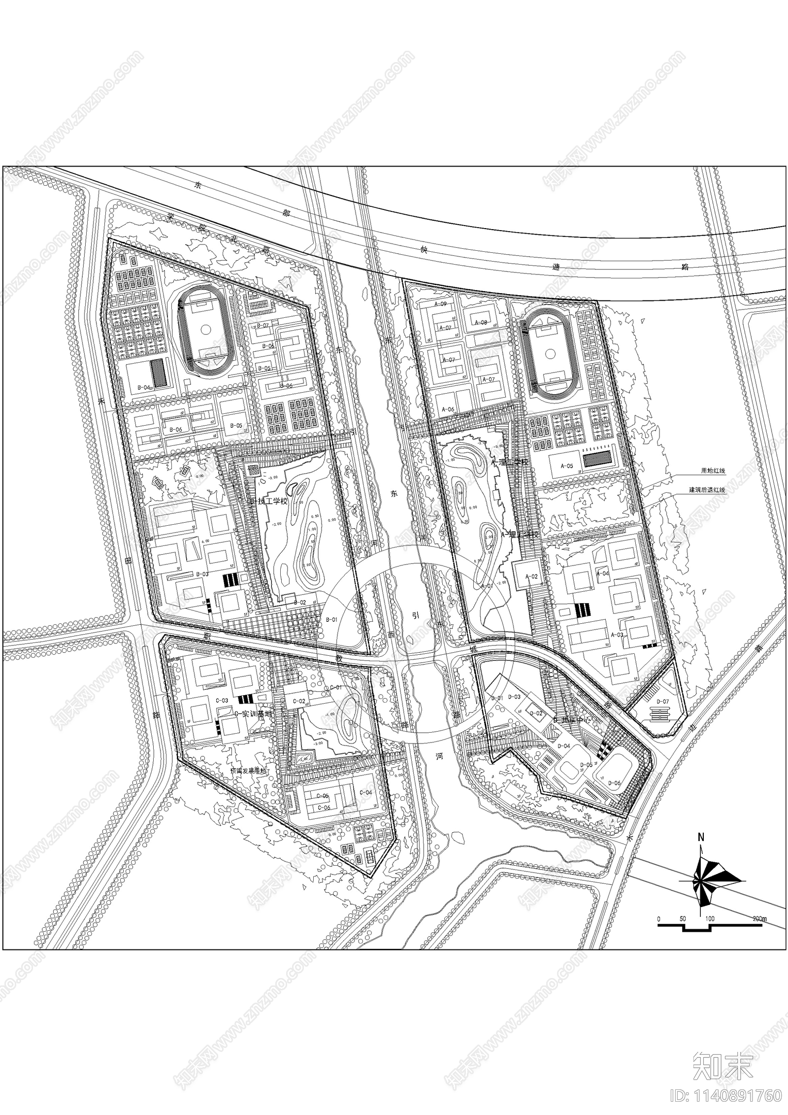 47套学校规划景观平面图施工图下载【ID:1140891760】