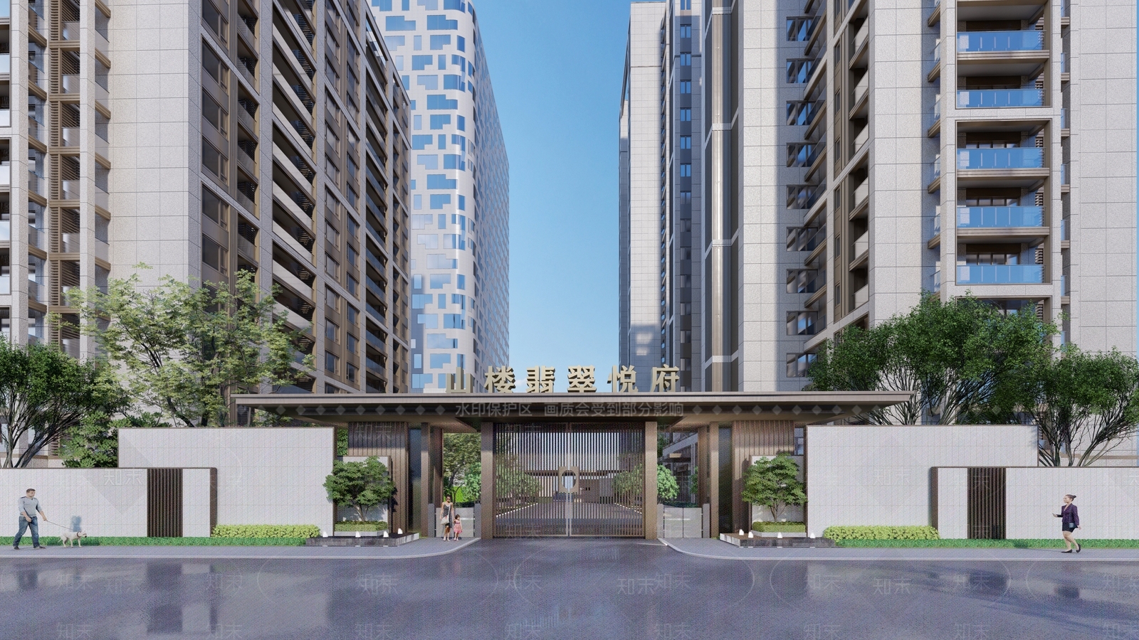 新中式小区入口大门SU模型下载【ID:1141178850】