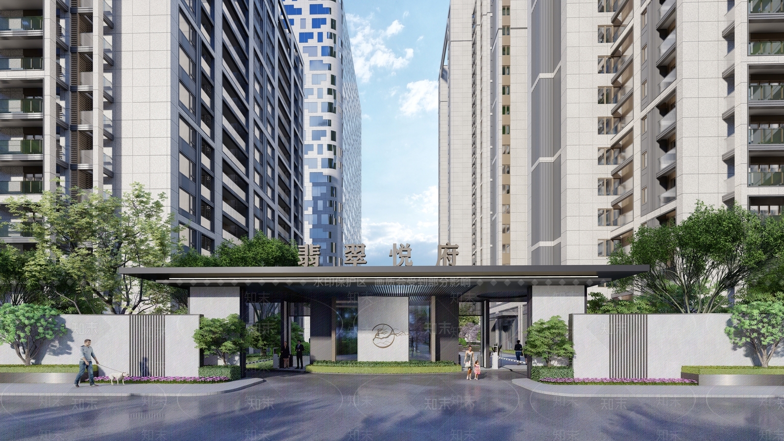新中式小区入口大门SU模型下载【ID:1140893397】